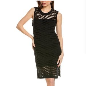 LNA Black Crochet Midi Dress